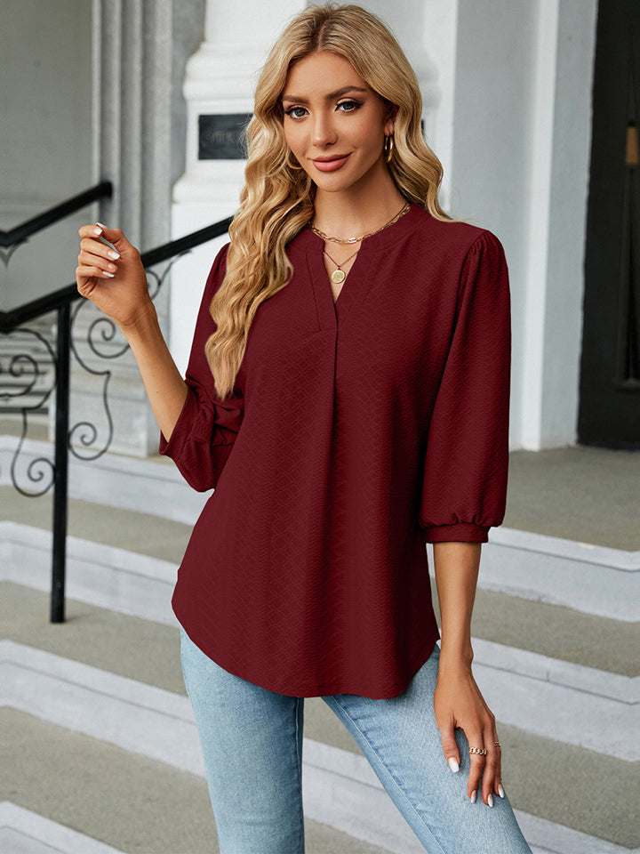Naisten Pusero Kolmivartinen Notched Kaula-aukko Mukava Rayon Polyesteri Spandex 8