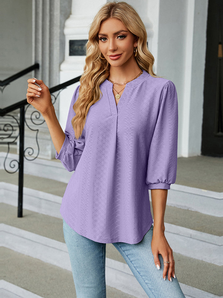 Naisten Pusero Kolmivartinen Notched Kaula-aukko Mukava Rayon Polyesteri Spandex 9