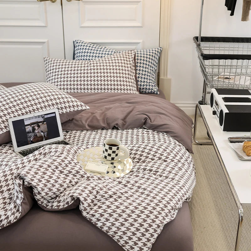 Naisten Pussilakanasetti Käännettävällä Houndstooth-kuviolla 10