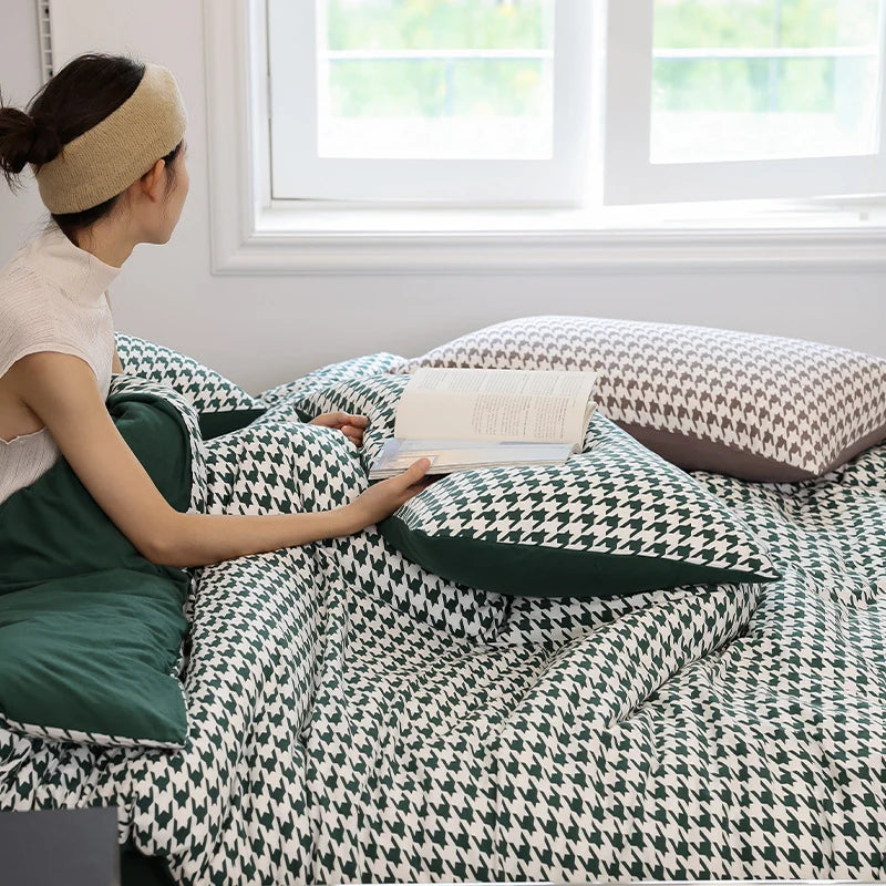 Naisten Pussilakanasetti Käännettävällä Houndstooth-kuviolla 4
