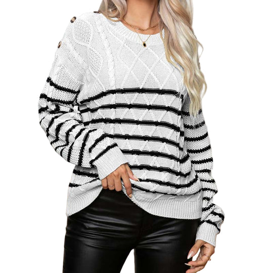 Naisten Raidallinen Neulepaita Modernilla Tyylillä 9
