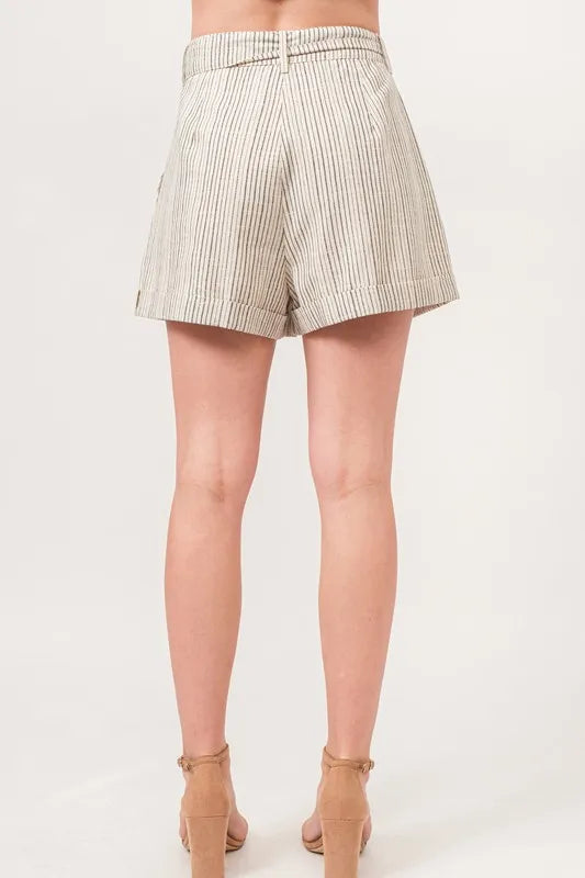 Naisten Raidalliset Flowy Shortsit Lino-sekoite 2
