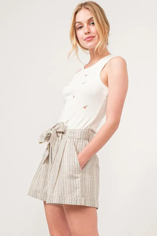 Naisten Raidalliset Flowy Shortsit Lino-sekoite 3