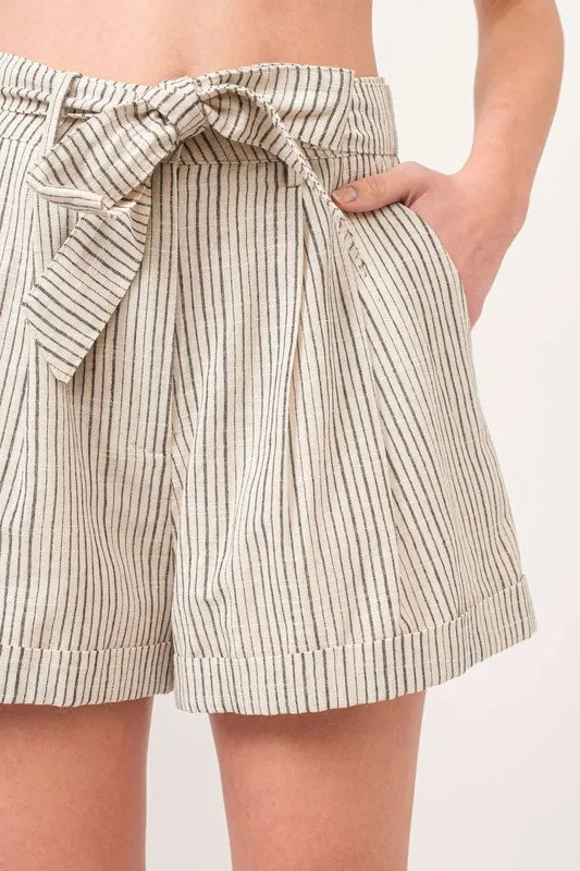 Naisten Raidalliset Flowy Shortsit Lino-sekoite 5