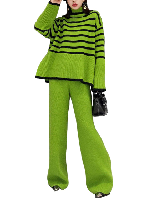 Naisten Raidalliset Leveälahkeiset Housut ja Pusero Setti 0