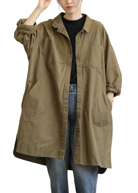 Naisten Rento Khaki Peter Pan -kaulustakki 0