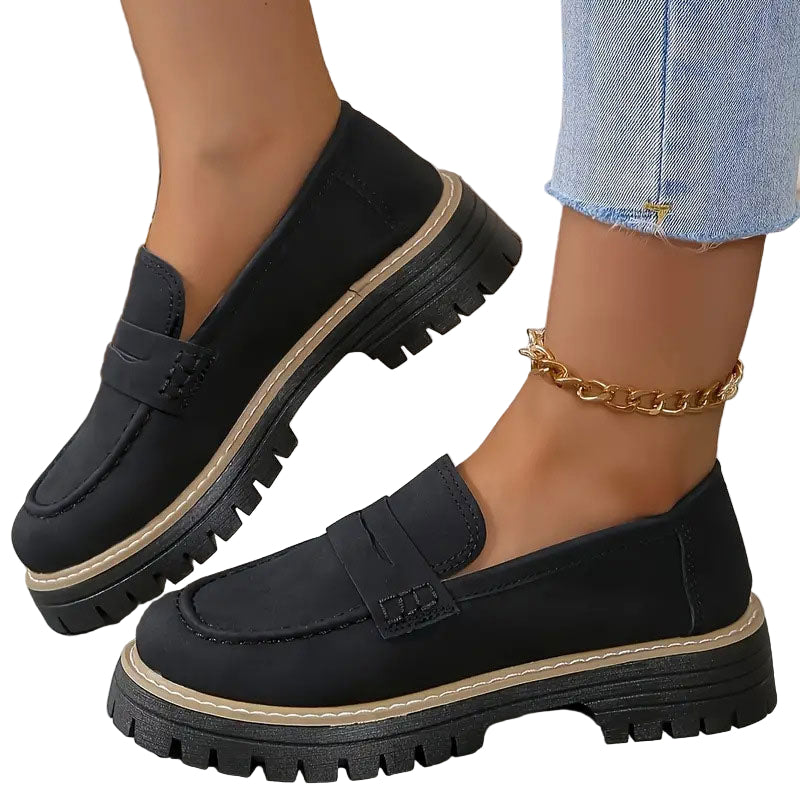 Naisten Suede Loaferit Paksulla Pohjalla 0
