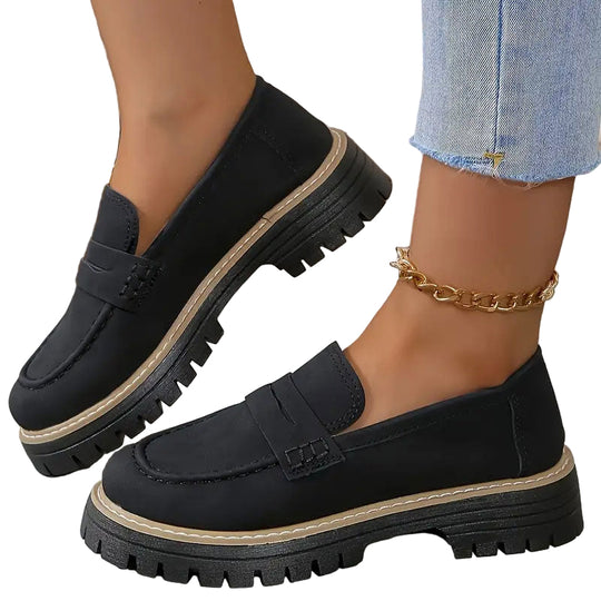 Naisten Suede Loaferit Paksulla Pohjalla 0