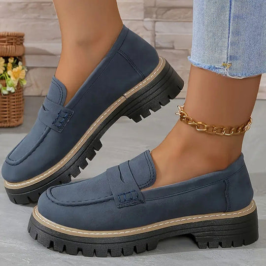 Naisten Suede Loaferit Paksulla Pohjalla 5
