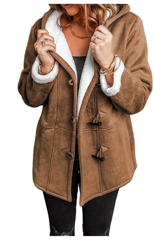 Naisten Talvitakki Huppu Keskipitkä Kaupunkityyli 0