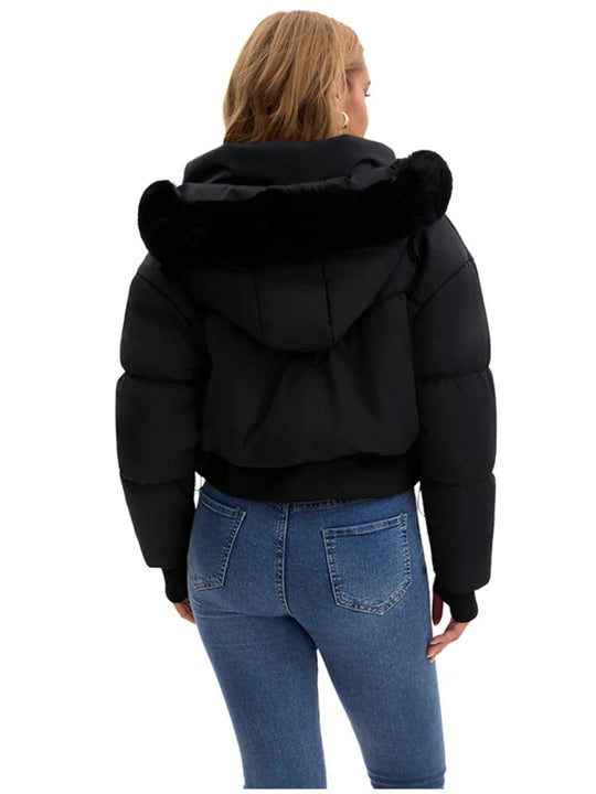 Naisten Talvitakki Hupulla Tyylikkäällä Leikkauksella 6