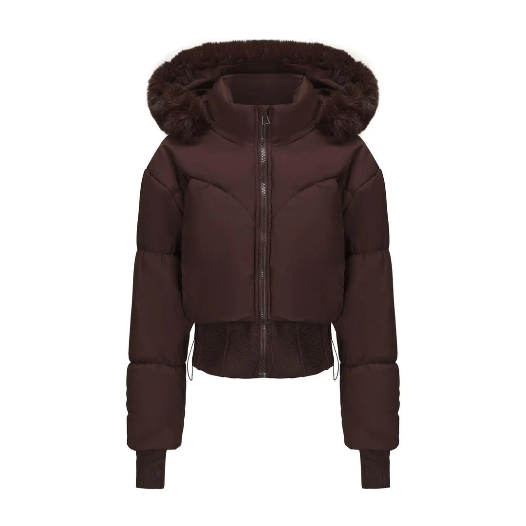 Naisten Talvitakki Hupulla Tyylikkäällä Leikkauksella 7