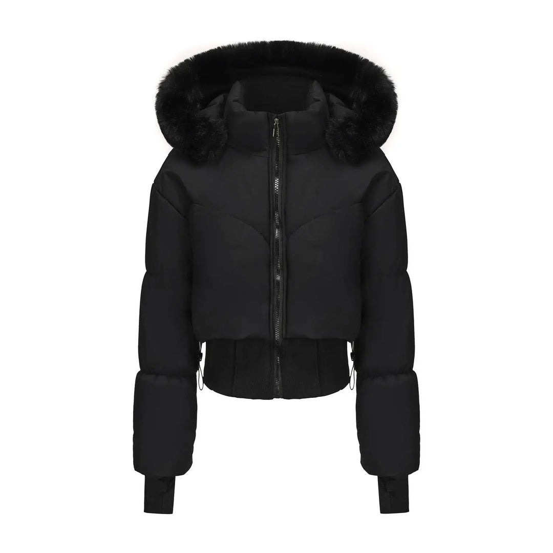 Naisten Talvitakki Hupulla Tyylikkäällä Leikkauksella 8