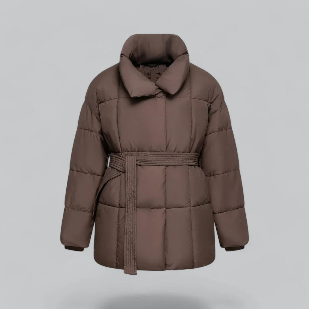 Naisten Talvitakki Vyöllä Modernilla Siluetilla 5