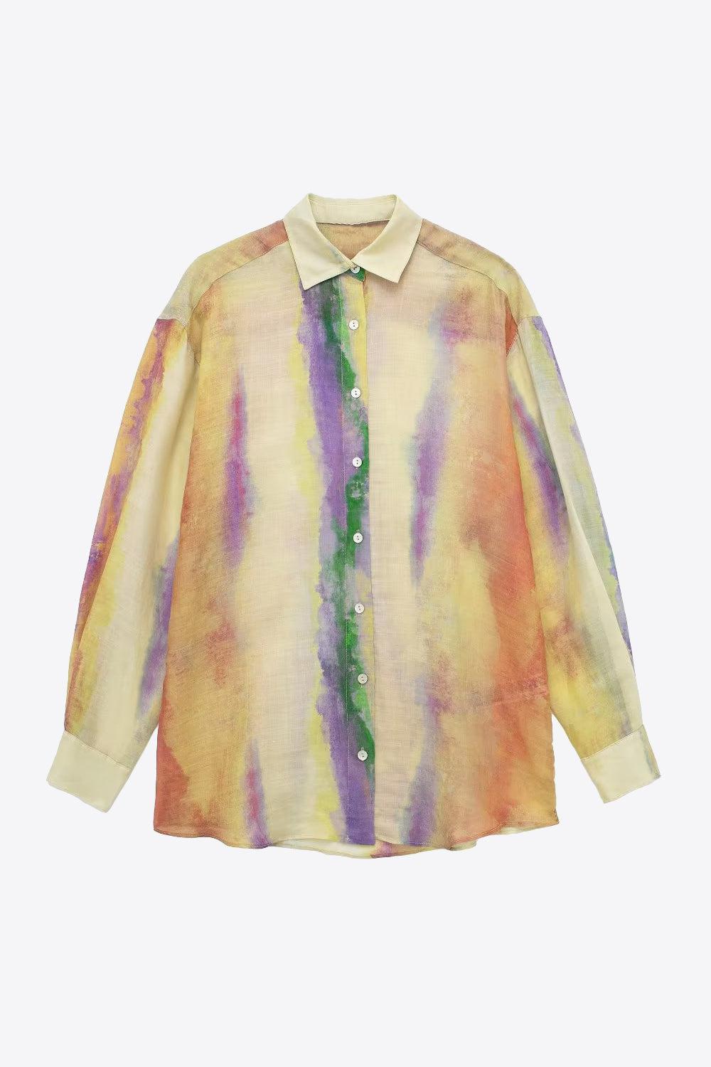 Naisten Tie-Dye Pitkähihaiset Paita ja Solmittu Hame Setti 1