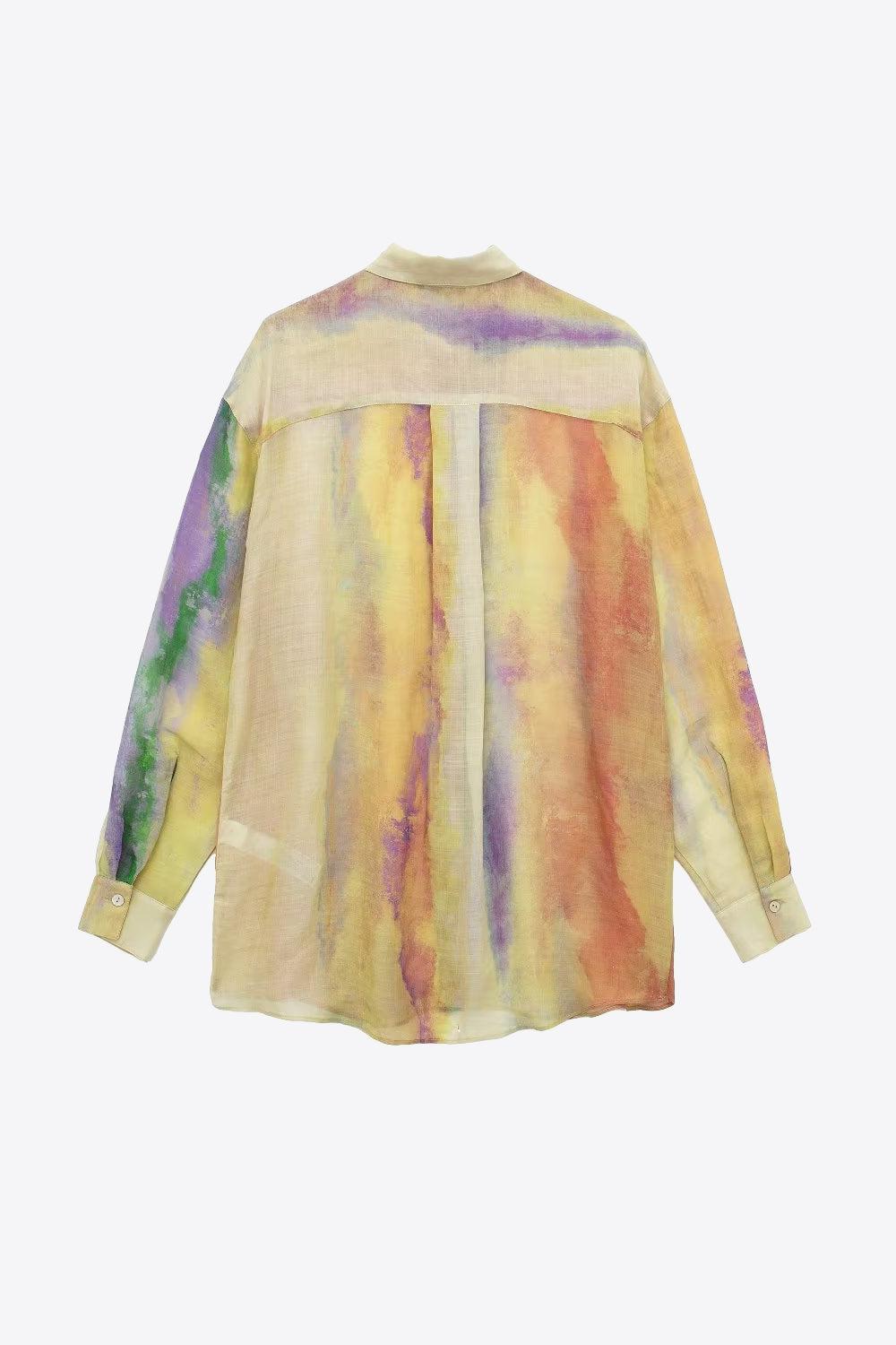 Naisten Tie-Dye Pitkähihaiset Paita ja Solmittu Hame Setti 2