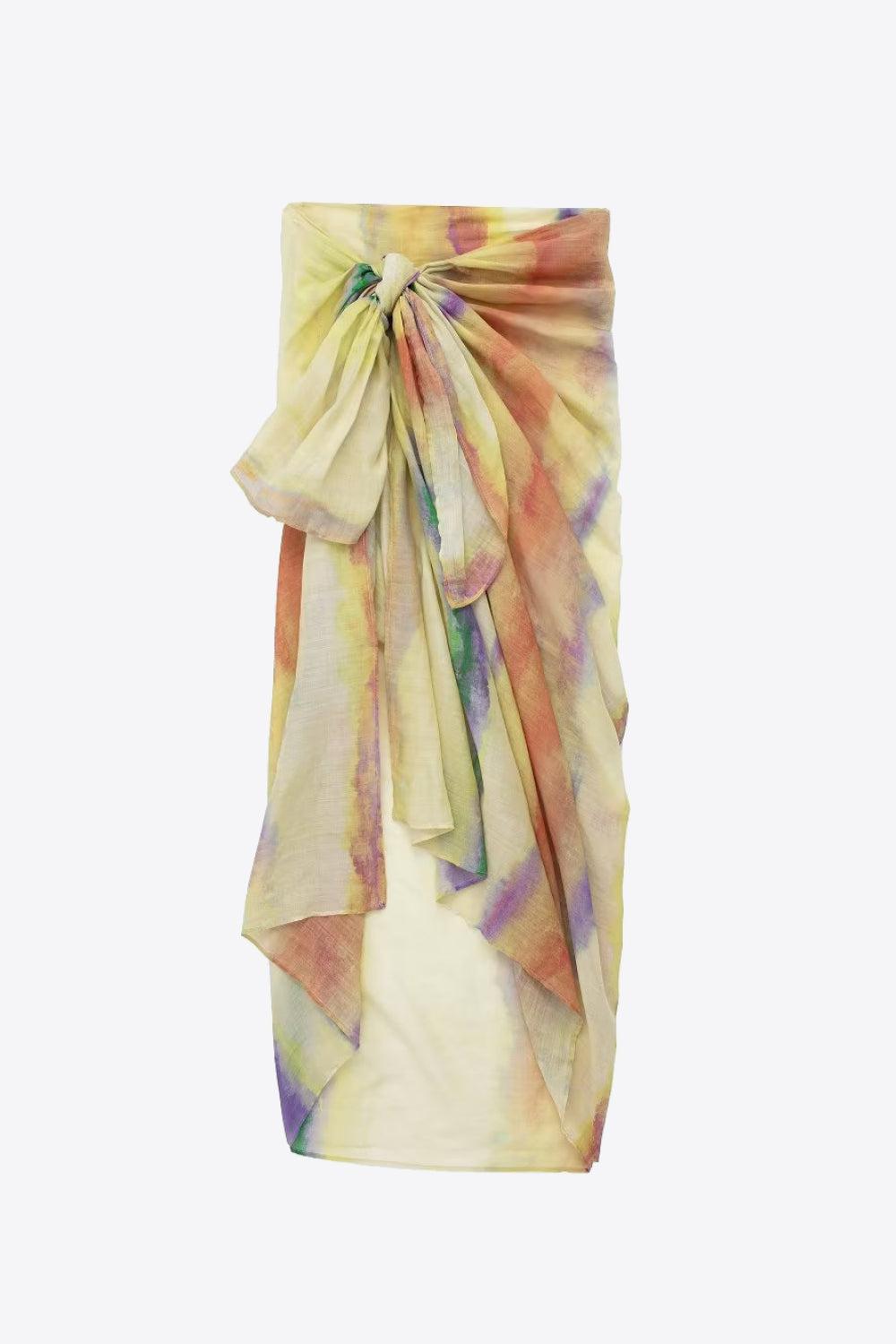 Naisten Tie-Dye Pitkähihaiset Paita ja Solmittu Hame Setti 3