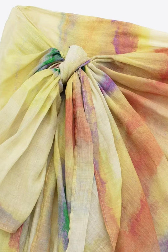 Naisten Tie-Dye Pitkähihaiset Paita ja Solmittu Hame Setti 6