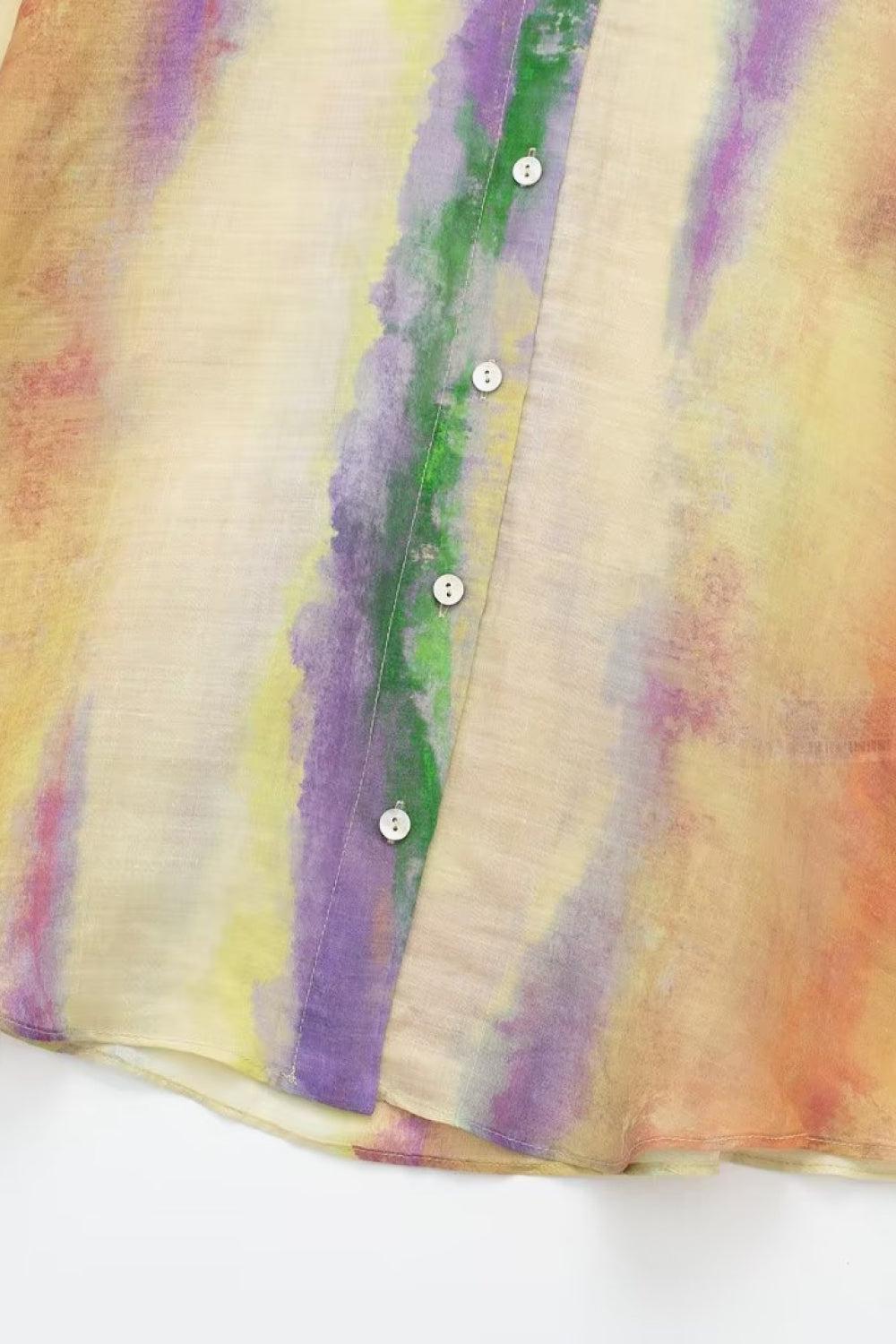 Naisten Tie-Dye Pitkähihaiset Paita ja Solmittu Hame Setti 7
