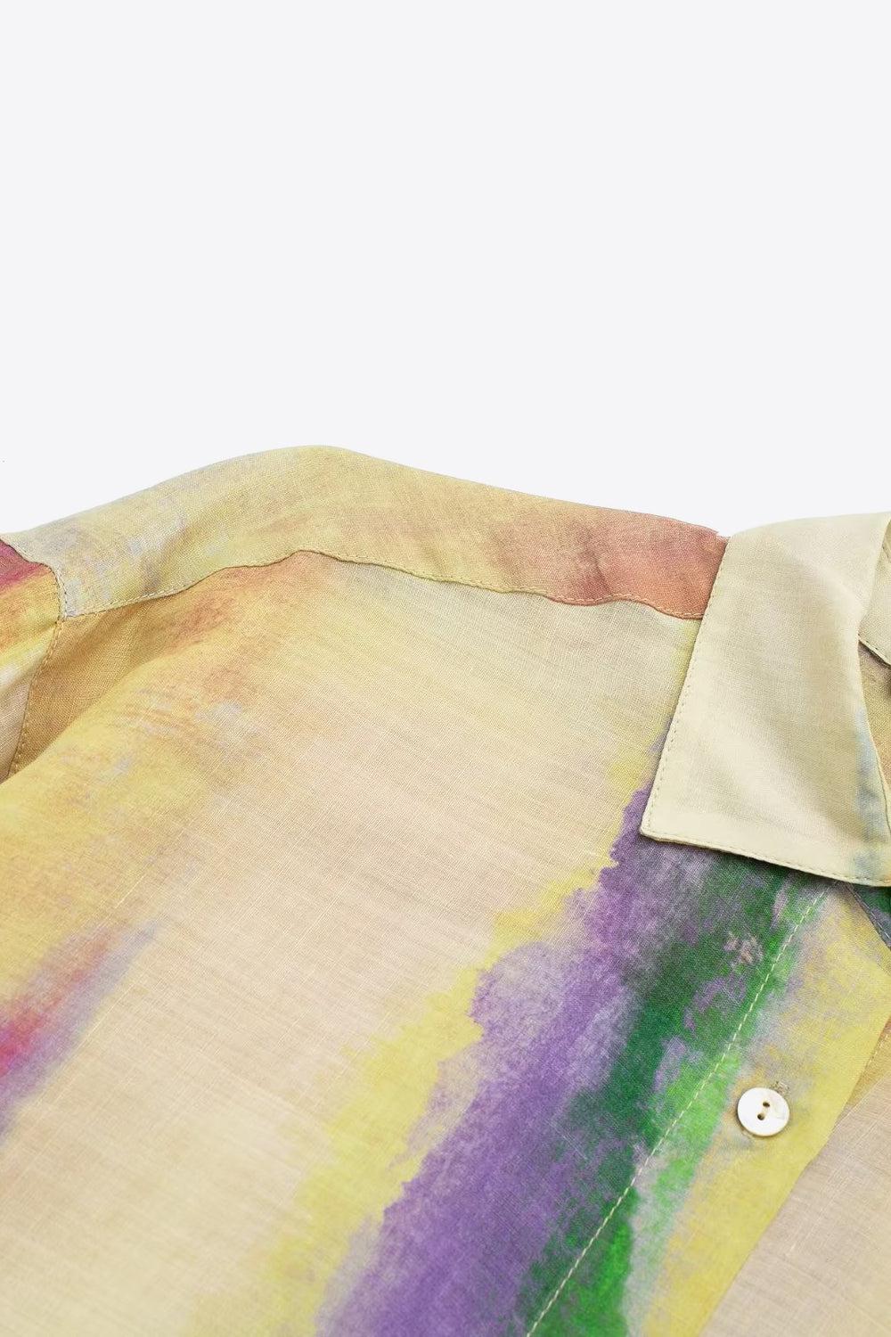 Naisten Tie-Dye Pitkähihaiset Paita ja Solmittu Hame Setti 8