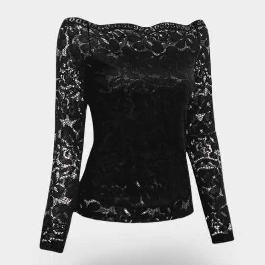 Naisten Toppi Off-Shoulder Pitkähihaista Verkkokangasta 2