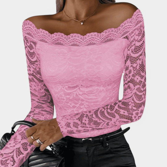 Naisten Toppi Off-Shoulder Pitkähihaista Verkkokangasta 3