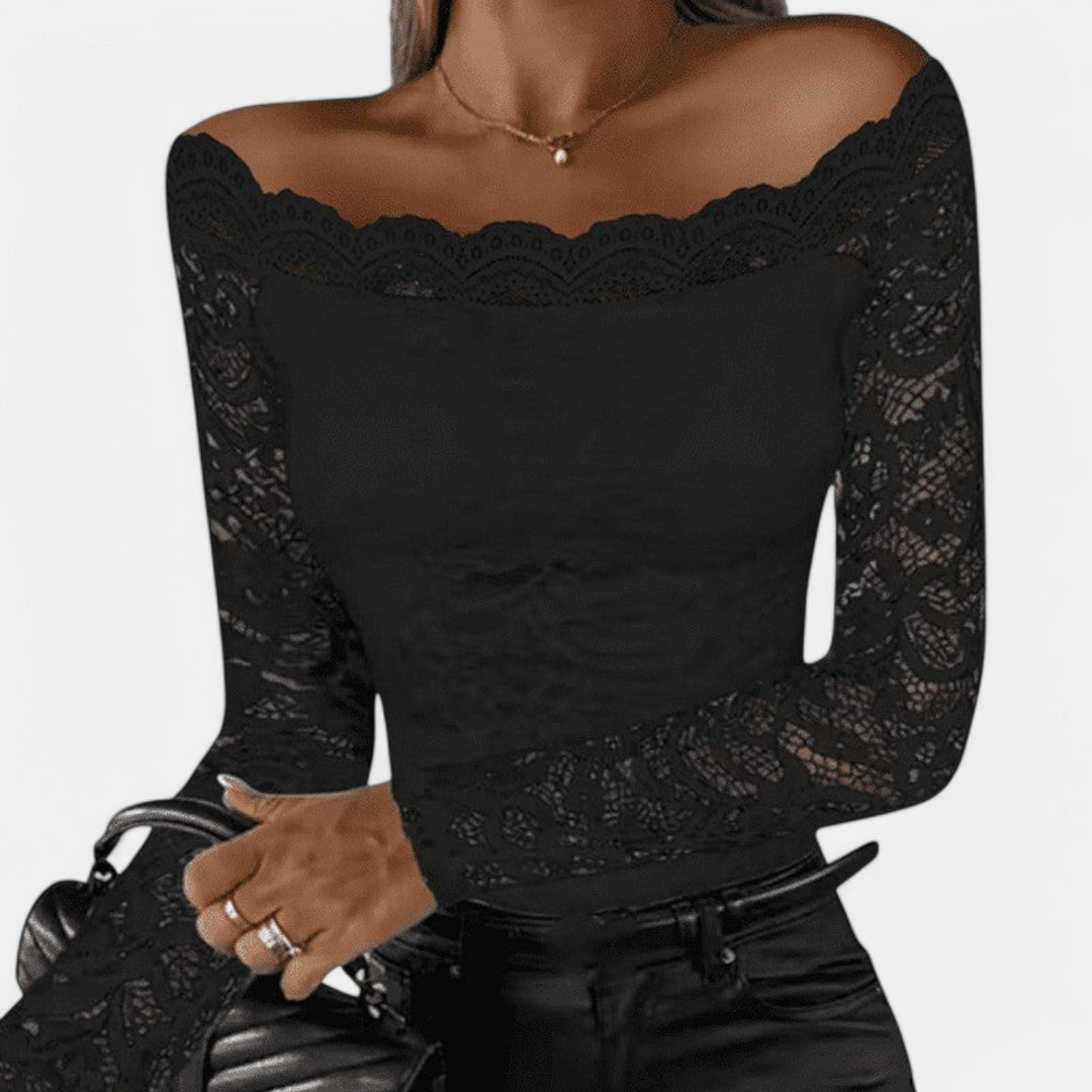 Naisten Toppi Off-Shoulder Pitkähihaista Verkkokangasta 5