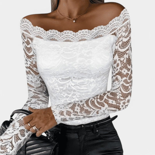 Naisten Toppi Off-Shoulder Pitkähihaista Verkkokangasta 6