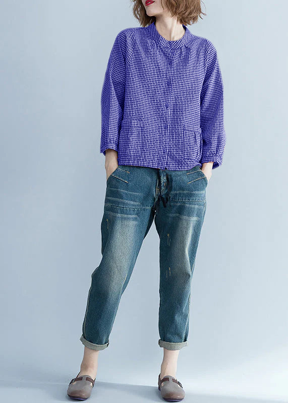 Naisten Tunika Ruutukuosisella Pitkähihainen Style 6