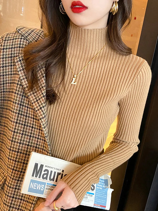 Naisten Turtleneck Neulepaita Pitkähihaisena 4