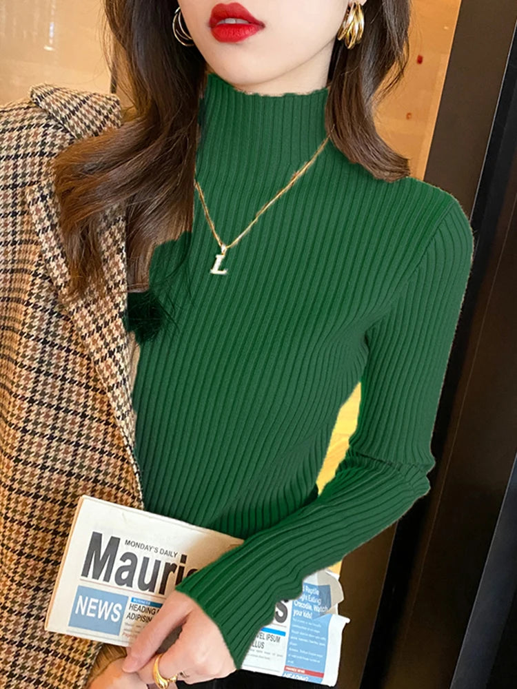 Naisten Turtleneck Neulepaita Pitkähihaisena 9