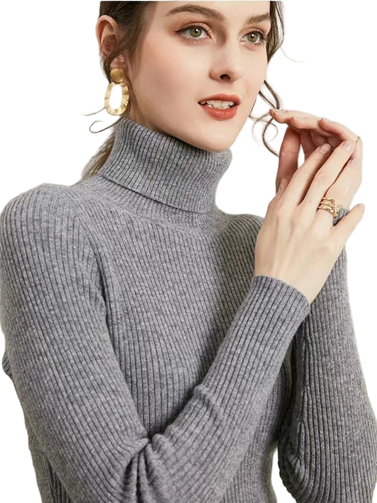 Naisten Turtleneck Neulepaita Raitakuosisella Pitkällä Hihalla Neule 0