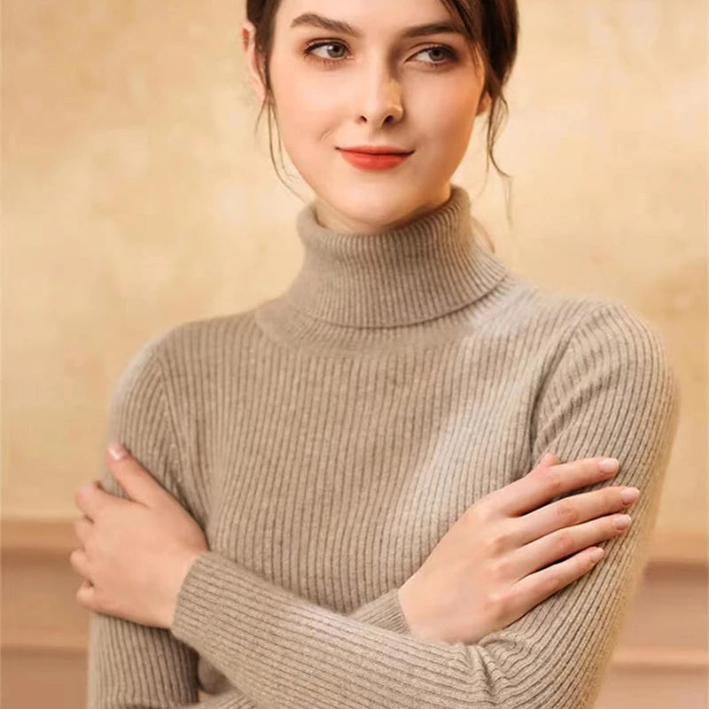 Naisten Turtleneck Neulepaita Raitakuosisella Pitkällä Hihalla Neule 5