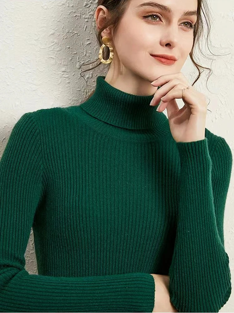 Naisten Turtleneck Neulepaita Raitakuosisella Pitkällä Hihalla Neule 9