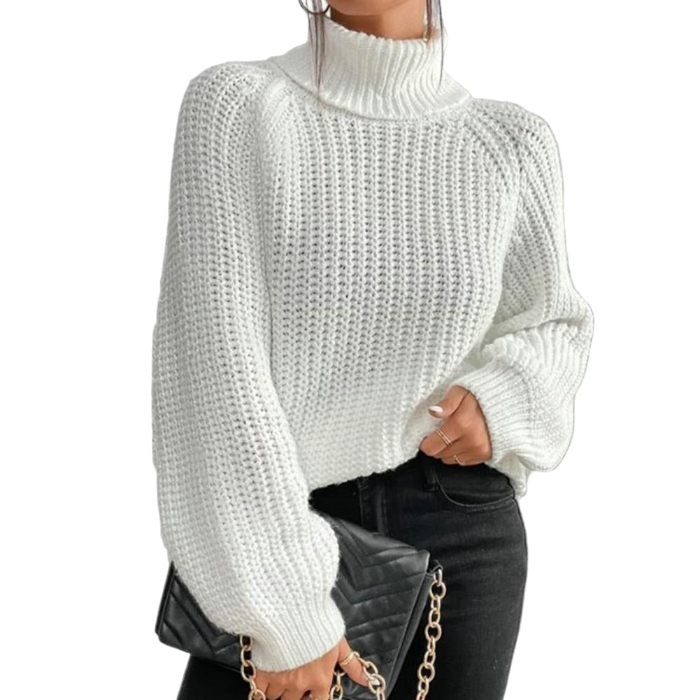 Naisten Turtleneck Neulepaita Ribbattu Villaneule 0