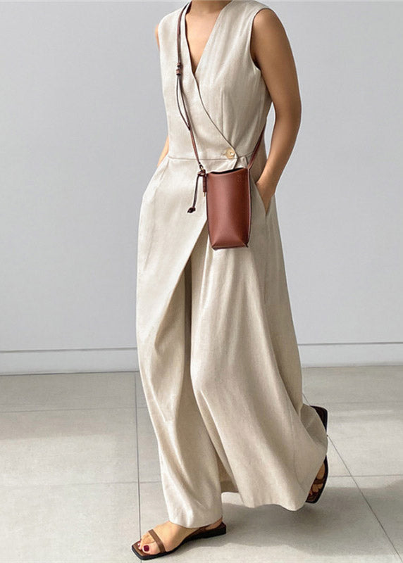 Naisten V-kaula Housut Napit 2