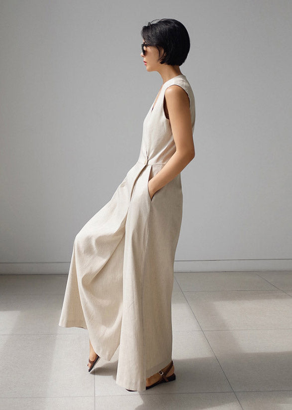 Naisten V-kaula Housut Napit 3