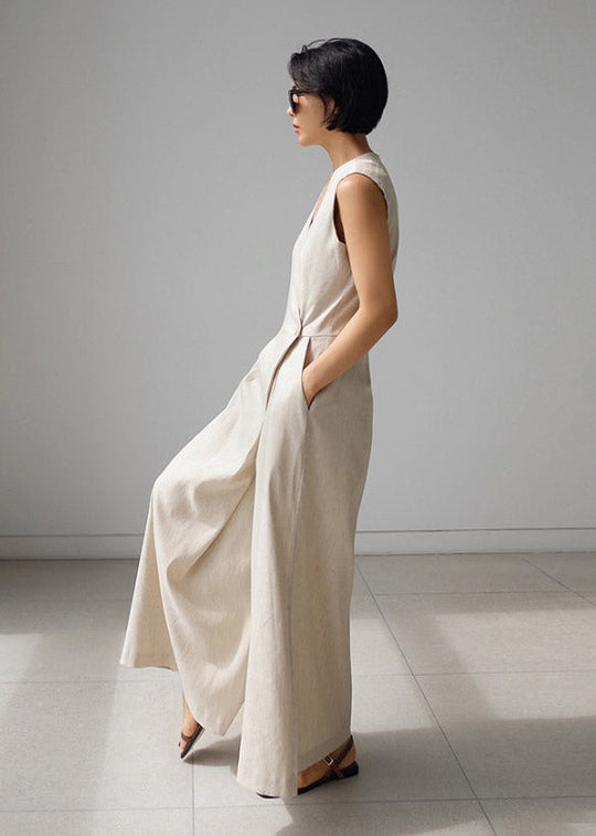 Naisten V-kaula Housut Napit 3