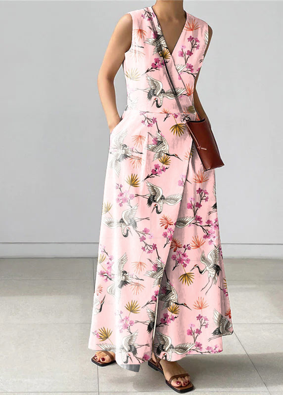 Naisten V-kaula Housut Napit 5