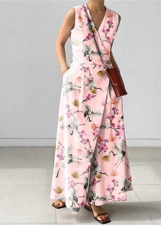 Naisten V-kaula Housut Napit 5