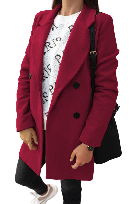 Naisten Villakangastakki Klassinen Kaulus Talvitakki 0