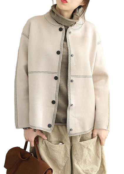 Naisten Villakangastakki Napillinen Rento Tyyli 0