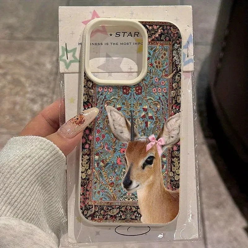 Naisten Vintage Flower Deer Puhelinkotelo iPhone 11-17 ja Air Pro Max 1