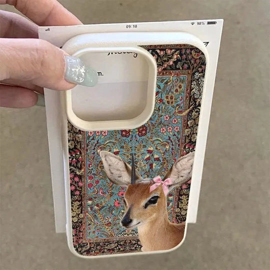 Naisten Vintage Flower Deer Puhelinkotelo iPhone 11-17 ja Air Pro Max 2