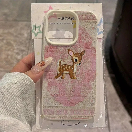 Naisten Vintage Flower Deer Puhelinkotelo iPhone 11-17 ja Air Pro Max 5
