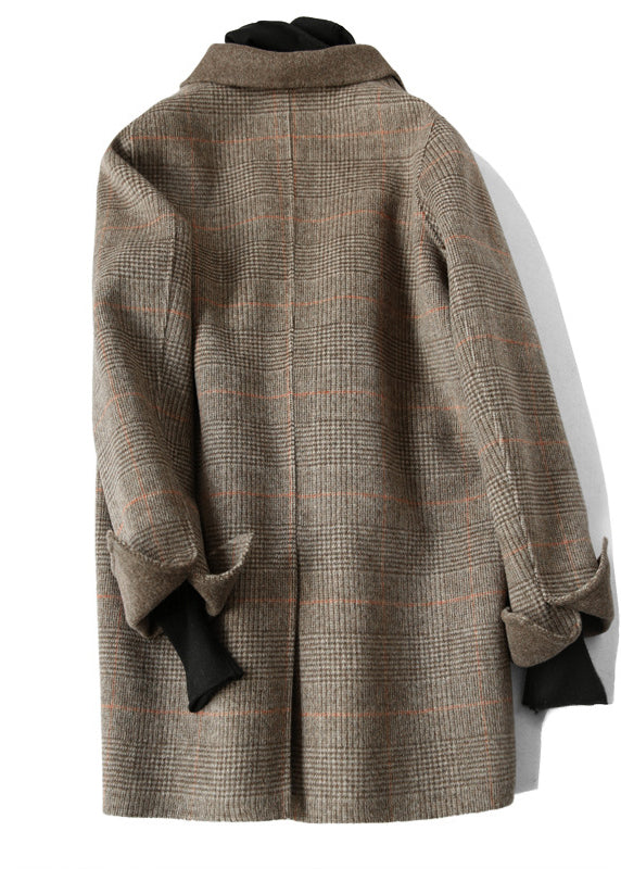 Naisten Vintage Ruudullinen Villatakki Peter Pan Kauluksella 1