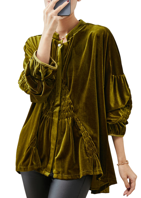 Naisten Ylimitoitettu Veluuripaita Armeijanvihreä 2