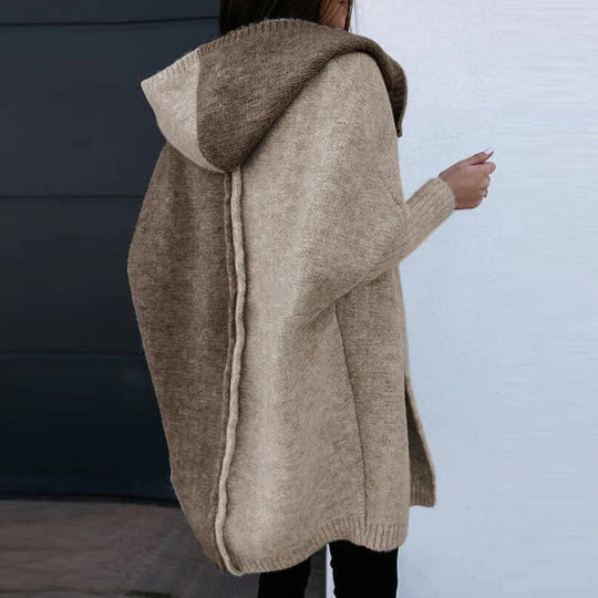 Naisten Ylipitkä Neulecardigan Avoin Etu Patchwork Design 1