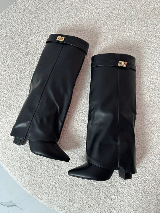 Naisten korkokengät elegantit PU-nahkaiset lohkokorko 3
