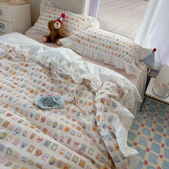 Naisten vuodevaatesetti korealaistyylinen neliosainen 0